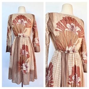 Sold/ 1970s Metallic Thread Boho Dress S-M